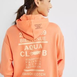 Anthropologie Scotch & Soda Aqua Club Graphic Hoodie New Without Tags M